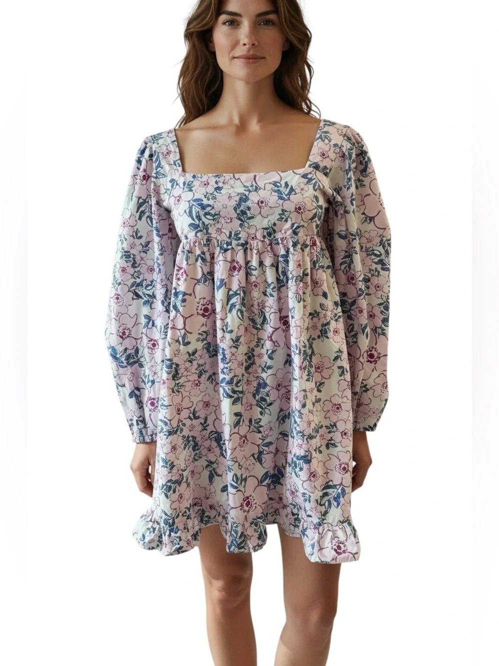 ANTHROPOLOGIE JACQUIE THE LABEL Pink Floral Cotton Babydoll Dress
